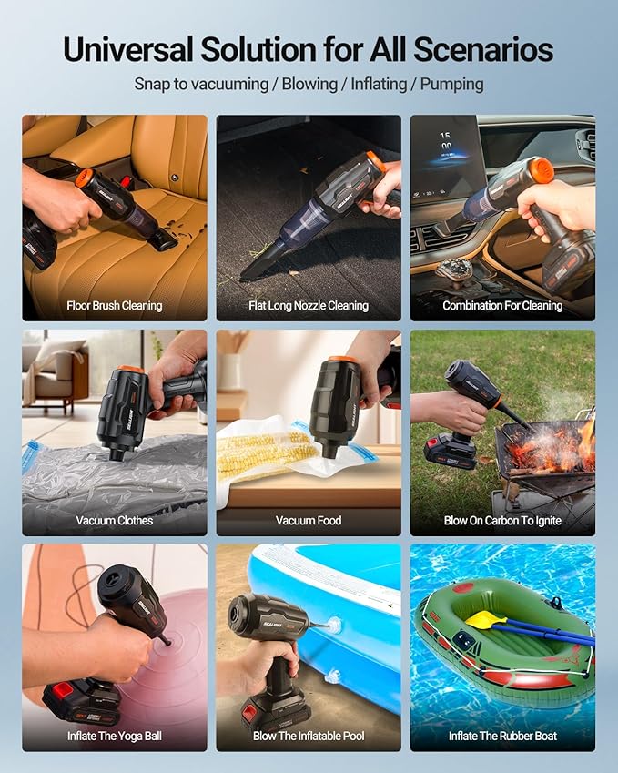SEALIGHT Handheld Car Vacuum Wireless Portable Vacuum Cleaner with 21000pa High Power Suction Two Batteries Long Endurance 18v/120w Mini Vacuum Cleaner for Car Home Office Pet