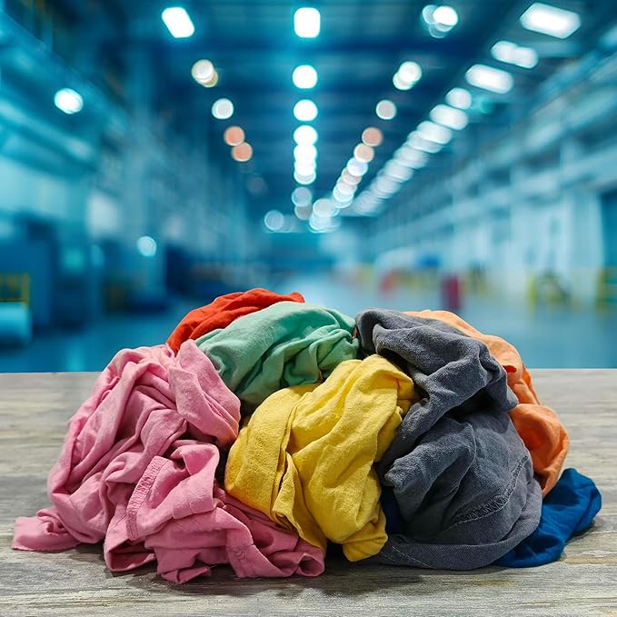 Recycled Color Knit Cleaning Rags (5 lbs. Box) – Shop Cloths Bulk for Workshops Mechanics Painters and Home Use Multipurpose Cotton T-Shirt Rags