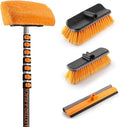 36-Foot Exterior House Cleaning Brush Set with 5-30 ft Extension Pole // Vinyl Siding Brushes with Telescopic Extendable Pole &amp Window Cleaning Squeegee Tool // The Ultimate Extension Scrub Brush