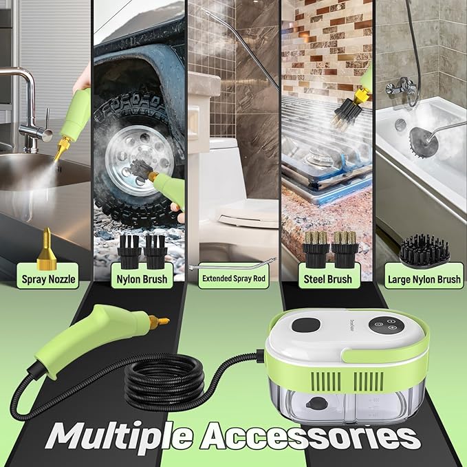 10-in-1 Steam Cleaner for Home High Temperature &amp High Pressure Steamer for Cleaning with 10s Fast Heating Handheld Steam Cleaner with 37.19OZ Large Tank for Floor Home Furniture Carpet and