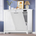 Tilt Out Trash Can Cabinet for 2 Bins Hidden Recycle Garbage Bin Enclosure Wooden Double Laundry Cabinet with Odor Control Negative Ion &amp Ozone for Kitchen Bathroom Laundry Room