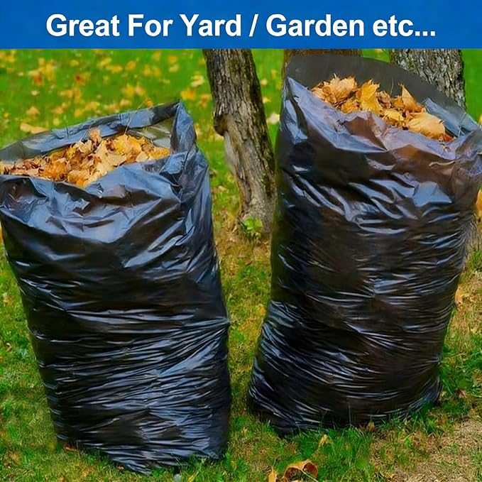 55 Gallon Trash Bag 66 Count Garbage Trash Bags 2.0 Mil Heavy Duty 40 x 47 Large Black Plastic Trash Can Liners Huge for Construction Industrial Yard Outdoor Commercial