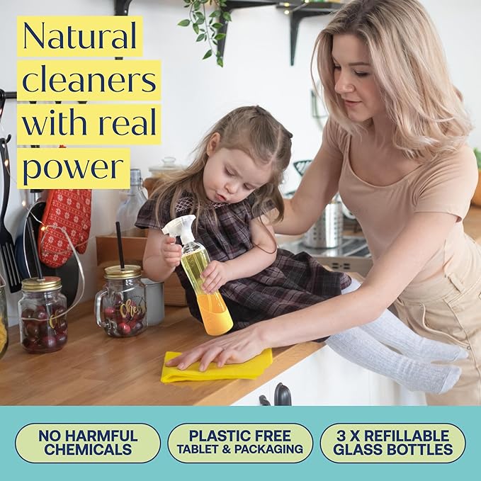 Fab Tab Home Starter Kit - Natural Cleaning Products - Household Cleaners - All-Purpose Cleaner Tablets - Plant-Based Plastic-Fee - No Harsh Chemicals | Cleaning Kit