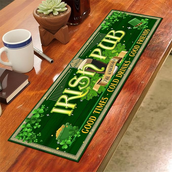 THUYPT Personalized Irish Bar Mat St Patrick's Day Decorations Kitchen Counter Irish Bar Dish Drying Mat Patrick's Lucky Shamrock Quick Drying Spill Mats (01)