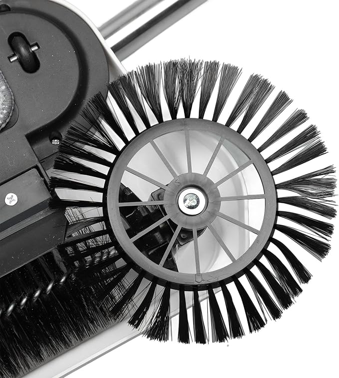 Hand Push Sweeper Manual Floor Cleaning Mop 360 Degree Rotation 2 in 1 Wet Dry Dual Use with Upgraded and Microfiber Mop Foldable Compact Design for Hardwood Tile Floor