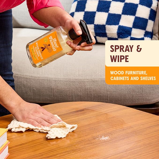Aunt Fannie's All Purpose Wood Spray Cleaner No-Wax Formula Perfect for Wood Tables Walls Counters &amp Shelves 16.9 Ounces Lemon Scent (Pack of 3)