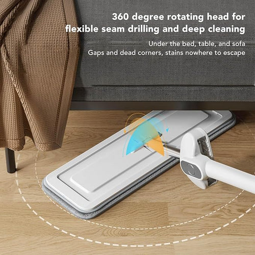 2 in 1 Spray Mop with Removing Function Wet Dry Dual Use Floor Cleaning Mop for Household Kitchen Bathroom Stainless Steel ABS Cotton Cloth (36CM Panel)