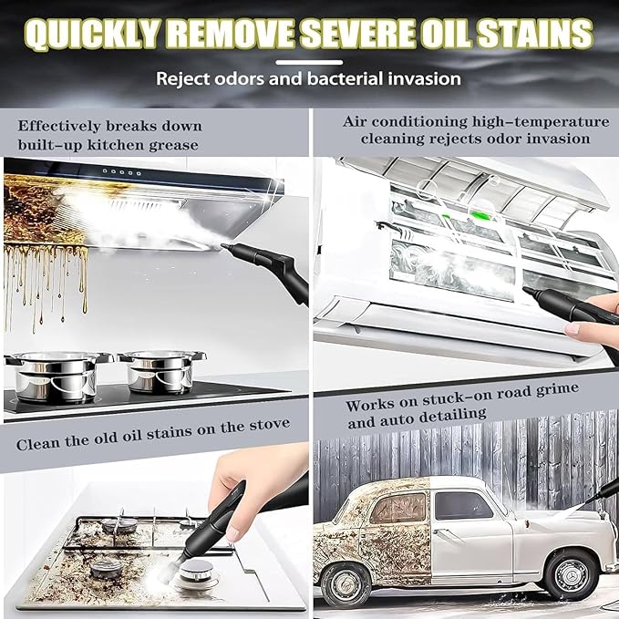 Commercial Steam Cleaner 3000W Portable 6Bar High Pressure 110°C/230℉ Handheld Steam Cleaning System for Kitchen Car &amp Multi-Surface Use75 x30x 35 cm