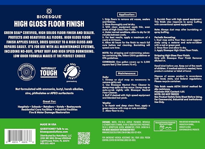 Bioesque High Gloss Floor Finish 5 Gallon (Pack of 1)