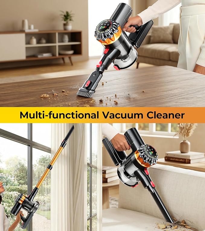 Cordless Vacuum Cleaner 550W 45KPA 65Mins Vacuum Cleaners for Home Stick Vacuum with Self-StandingTouch Screen Anti-Tangle Brush 8-in-1 Lightweight Wireless Vacuum for Pet Hair Carpet Hard Floors