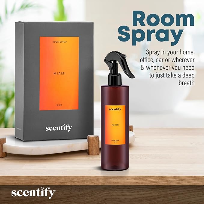 Scentify Miami Odor Neutralizing Room Spray – Luxury Cashmere Floral &amp Musky Wood Fragrance Instant Odor Eliminator for Home Office &amp Car – 12 oz