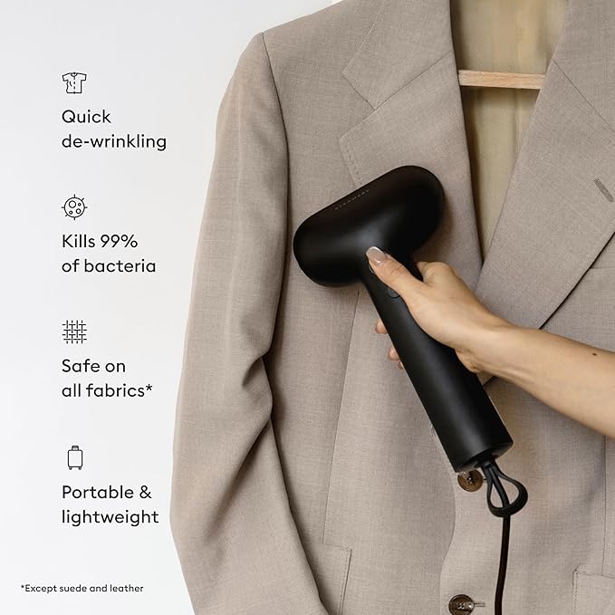 Steamery Handheld Clothes Steamer Cirrus X 1200W Steam Output 20g/min Heat up in 20 Seconds Portable Minimalistic Scandinavian design Black