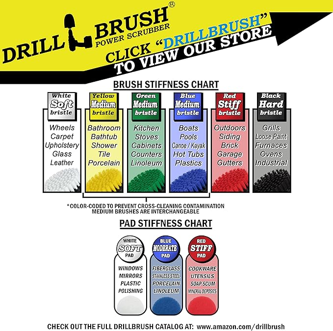 Household Cleaning Power Scrubber for Cordless Drill- Electric Spin Scrubber Set - Grill Brush and Pad Scrubbing Set - Rust Remover - Griddle Cleaning Kit - Backyard Accessories Cleaner - Industrial