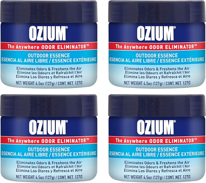 Ozium Air Sanitizer &amp Odor Eliminator 3 Pack (8 Oz.) + Ozium Odor Eliminating Gel 4 Pack (4.5 Oz.) Outdoor Essence