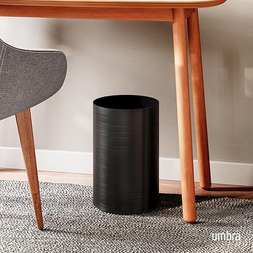 Umbra Metalla Trash Can Waste Basket Plastic 4.5 Gallon (17L) Bin Black