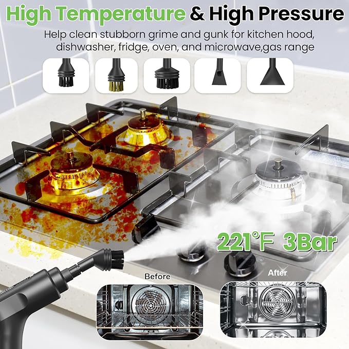 Handheld Steam Cleaner for Home 2500W High Pressure Steam Cleaner for Car Detailing 3 Steam Levels 1600Ml Tank High Heat Steamer for Bed Bugs Couch Furniture Kitchen Bathroom Floors