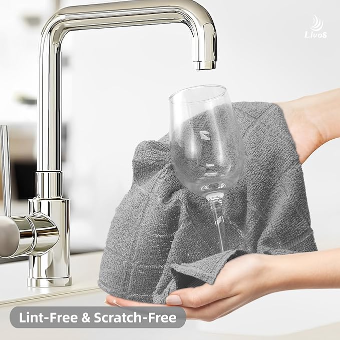 LIVOS Microfiber Cleaning Cloth Roll - 80 Pack Reusable Paper Towels Microfiber Towels for Cars Super Absorbent Lint Free Cleaning Rags for House Kitchen Window-Check Grey 11.5x11.5