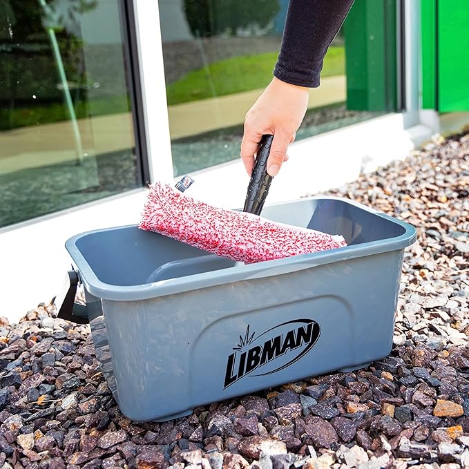 Libman Window Cleaning Kit – All-in-One Window Washing System with Bucket Stainless Steel Squeegee Microfiber Washer Glass Cloth &amp 24oz Cleaner – Pro Quality – Refillable – Streak-Free