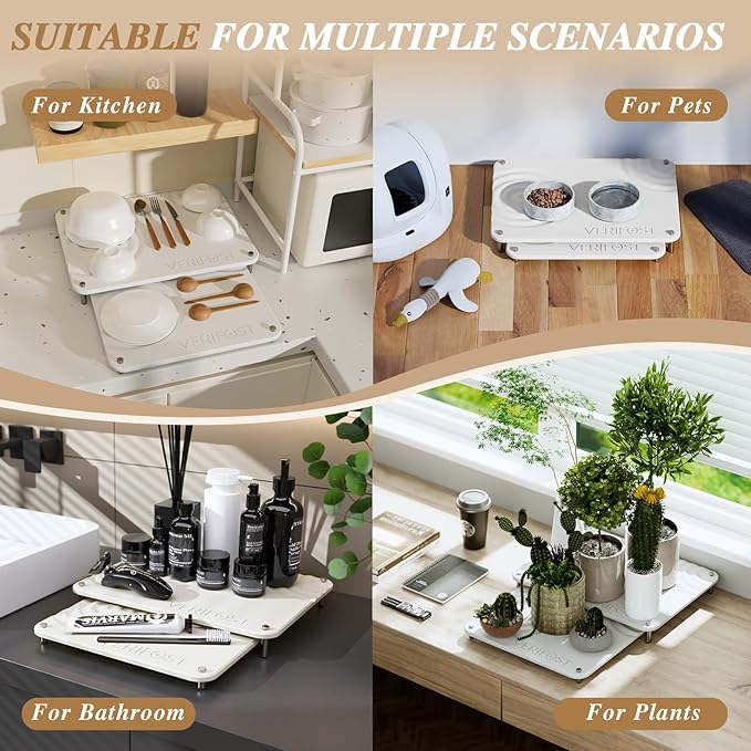 Pearl White 2PCs Large Drying Stone for Kitchen Counter Stone Dish Drying Mat for Kitchen Counter Quick Dry Mat with Non-slip Feet