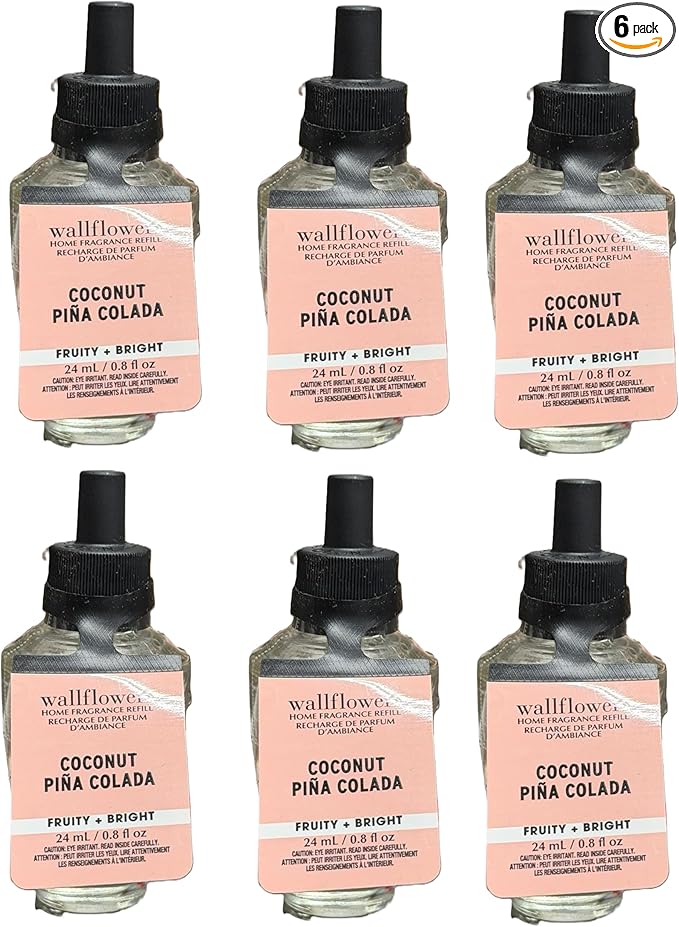 Bath and Body Works Wallflower Refills Home Fragrance - Pack of 6 (Coconut Pina Colada)