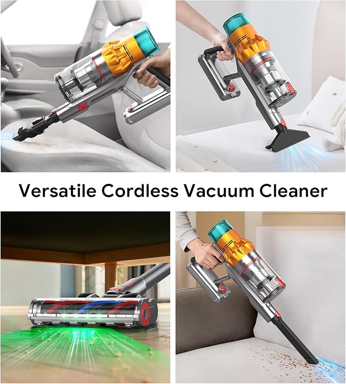 Cordless Vacuum Cleaners for Home8-in-1/65Min/600W/48Kpa Powerful SuctionSelf-Standing Cordless Stick Vacuum CleanerLightweight Anti-Tangle Rechargeable Vacuum for Floor/Carpet/Pet Hair/Car