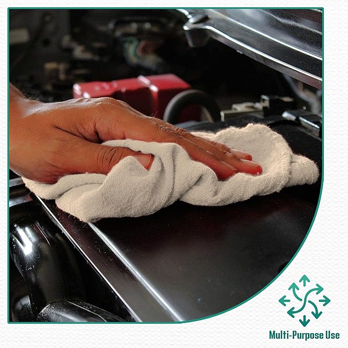 ZUPERIA Cotton Shop Towel – Multipurpose Cleaning Cloths (14 x 12 - Pack of 150 - White) Reusable Shop Rags for Automobiles Industrial Restaurants Garage and Homes