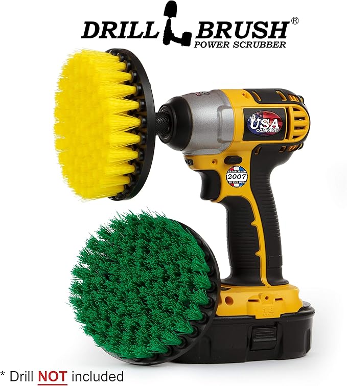 Bathroom Accessories - Power Scrubber Bathroom and Kitchen Brush Set - Cleaning Supplies - Drill Brush- Bath Mat - Shower Cleaner - Soap Scum Mineral Deposits Calcium Hard Water Rust Stains