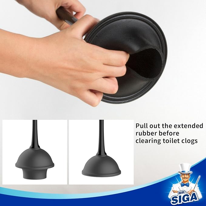 MR.SIGA Toilet Plunger and Bowl Brush Combo for Bathroom Cleaning Black 1 Set