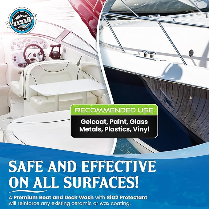WAVESRX Salt Neutralizing Boat Soap &amp Jet Ski Wash with SiO2 Surface Protection (EpicWash+) Marine Grade Cleaner Removes Salt &amp Contaminants Protective Ceramic Coating Prevents UV Damage