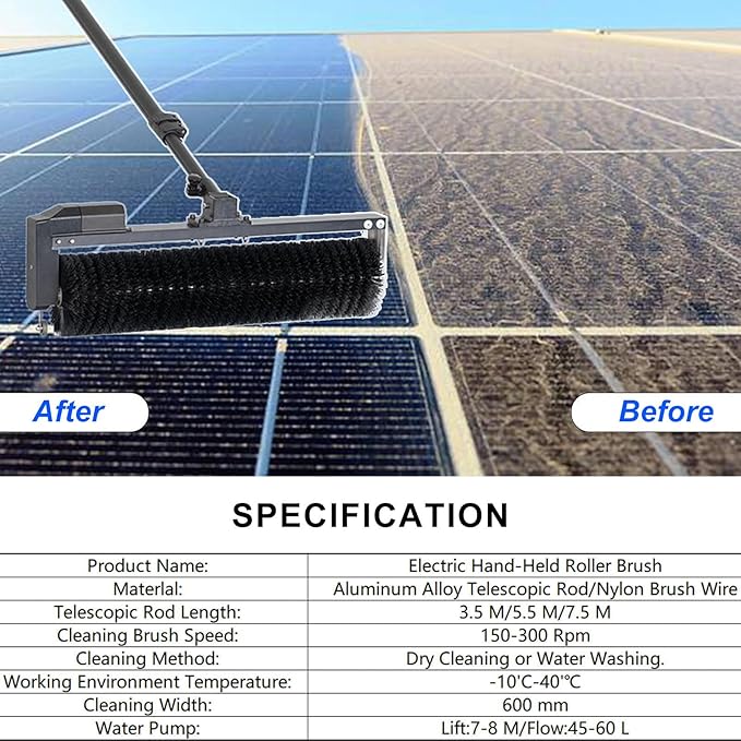 Window Solar Panel Cleaning Kit 3.5/5.5/7.5m Length Window Washing Cleaner Equipment Outdoor Window Glass Water Brush Cleaner Tool3.5M