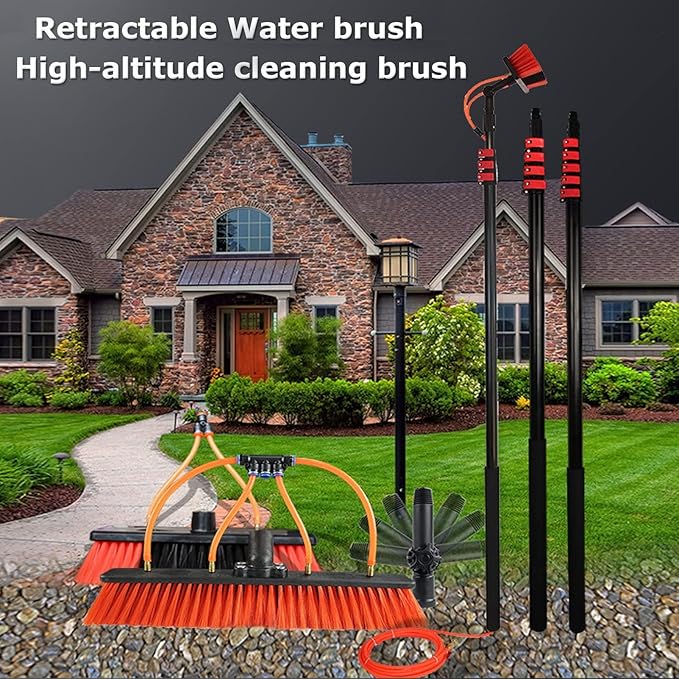 Solar Panel Cleaning Water Fed Pole Aluminum Telescopic Pole/32 Cm Brush Head for Window Cleaning Solar Panel Cleaner3.6M/11.8Ft