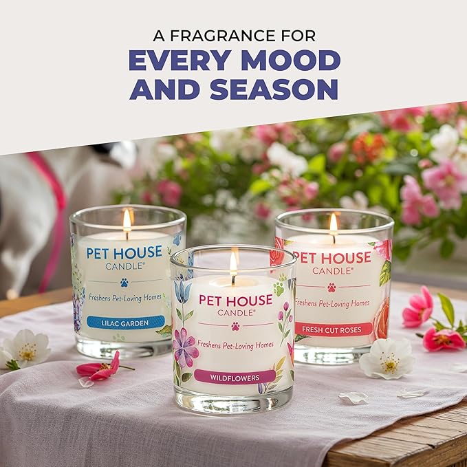 Pet House Candles Plant-Based Long Lasting Pet Friendly Candles for Home 60 Hour Burn Time - Herb Garden 9 oz 2 Pack