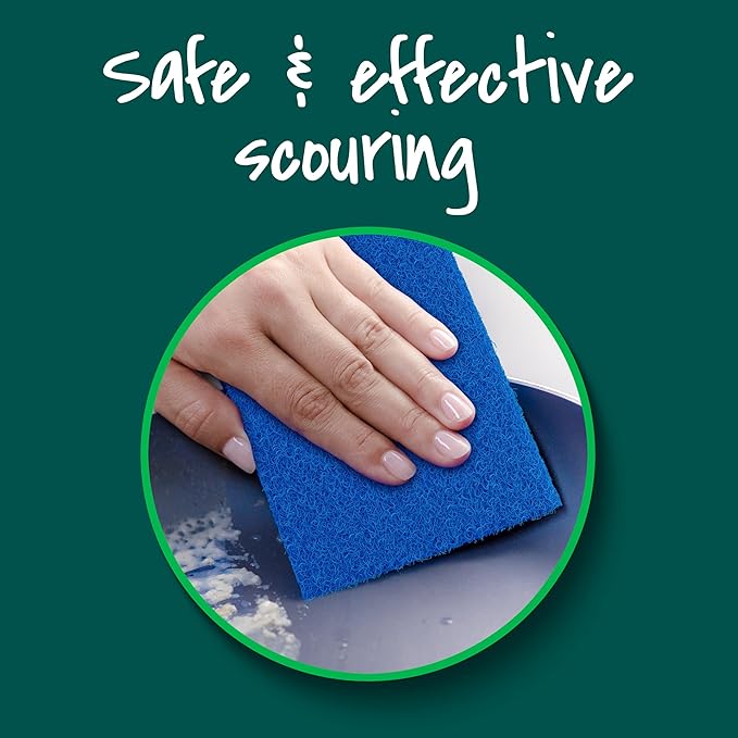 Scotch-Brite Zero Scratch Scouring Pad Effective + Gentle Dish Scrubber for Household Cleaning 48 Scrub Pads for Dishes Nonstick Pots and Pans Glass Tubs Showers Reusable &amp Durable