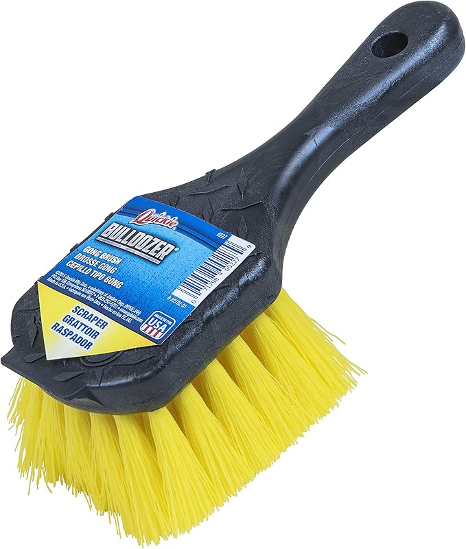 Quickie Gong Brush Fine Surface Natural Tampico Fibers 8.5 Inch Handle Heavy Duty Cleanup