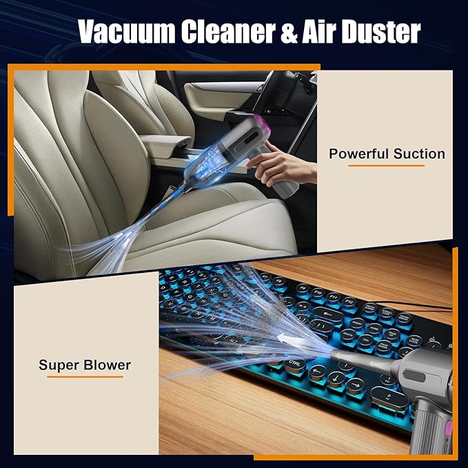 7000Pa Mini Vacuum Cleaner: Handheld Vacuum &amp Electronics Duster &amp Hand Pump Cordless Keyboard Vac 3-Gear Compressed Air Blower for Computer Sewing Machine Laptop Car Home Office
