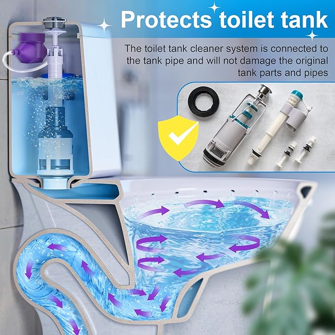 Meonum 2 Pack Toilet Cleaner System Automatic Toilet Cleaner Self Cleaning Bathroom Water Tank System for Automatic Remove Stains Mark Odors from Water Tank Septic Upgraded Version