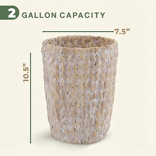 2-Pack White Wicker Trash Cans