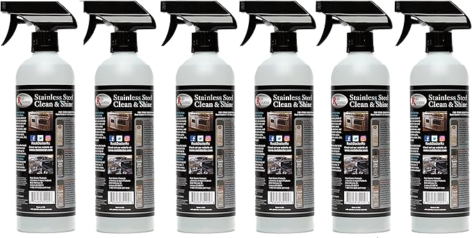 Rock Doctor Stainless Steel Cleaner and Protectant Streak-Free Cleaning Solution for Chrome and Aluminum Appliances or Surfaces Smudge Resistant Shine 24 oz. Spray Bottle (6)