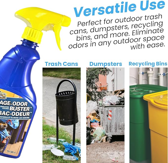 Surf-Pro Outdoor Trash Can Odor Eliminator Spray 500ml (16.9 oz) Long-Lasting Fresh Scent Deodorizer for Garbage Compost &amp Pet Waste Bins