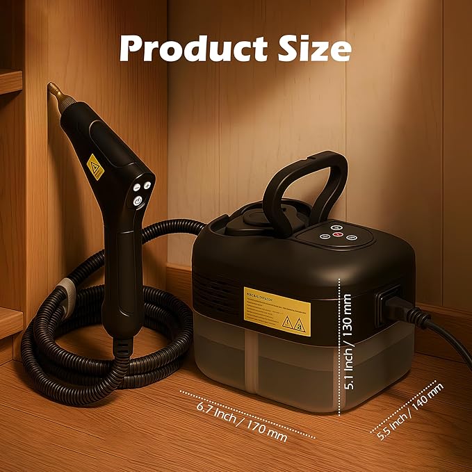 1500W Handheld Steam Cleaner 1.2L 266℉ High Temperature Pressurized Steamer 6 Speeds 3.5Bar Intelligent Touch Panel &amp Spray Gun Control Portable Steam Cleaner for Home