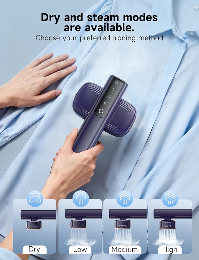 Steamer for Clothes1200W Powerful Portable Steamer Iron15s Fast Heat-up100ml Tank20 Min Continuous Steam Wrinkle Remover for Travel Home Office(Blue)