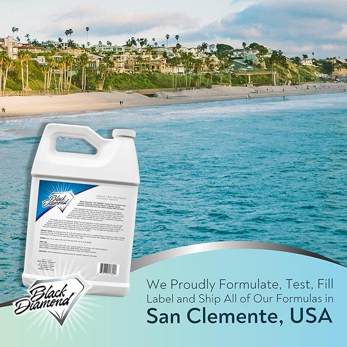 Black Diamond Stoneworks GET SERIOUS Grease Trap Treatment. Commercial Enzyme Drain Opener Odor Control Enzyme for Grease Trap Cleaner and Maintenance. Eliminates Build-Up Odor and drain grease.