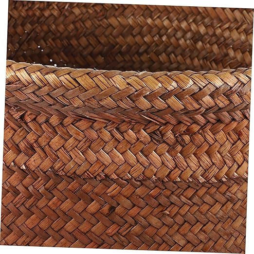 VALICLUD 1Pc Straw Woven Wastebasket Rustic Trash Can for Paper Rubbish Decorative Storage Bin for Bathroom Bedroom Office Hand Woven Design
