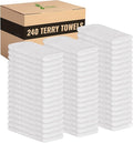GREEN LIFESTYLE 100% Cotton Terry Towels White 240 Pack - 14x17 inches Absorbent Durable Multipurpose Cleaning Rags
