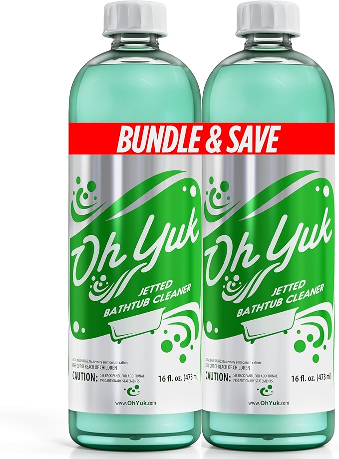 Oh Yuk Jetted Bathtub Cleaner for Jet Tubs Whirlpools The Most Effective Jetted Tub Cleaner Septic Safe | Two 16 Ounce Bottles!