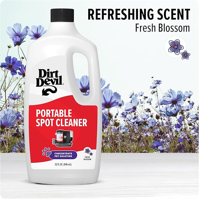 Dirt Devil Pet Portable Spot Cleaner Solution32 oz.Fresh Blossom ScentUpholstery and Carpet Shampoo SolutionEliminates Pet Messes and OdorsPair Portable Spot Cleaners(Pack of 2)