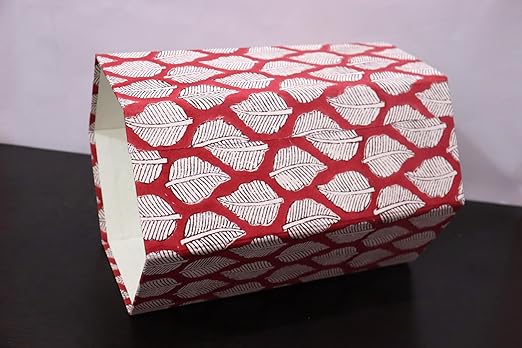 Generic Floral Hand Block Print Paper Dustbin Cotton Printed Wastebasket Indian Vintage Home Decor Hotel Room Decor (1 RED DARK)
