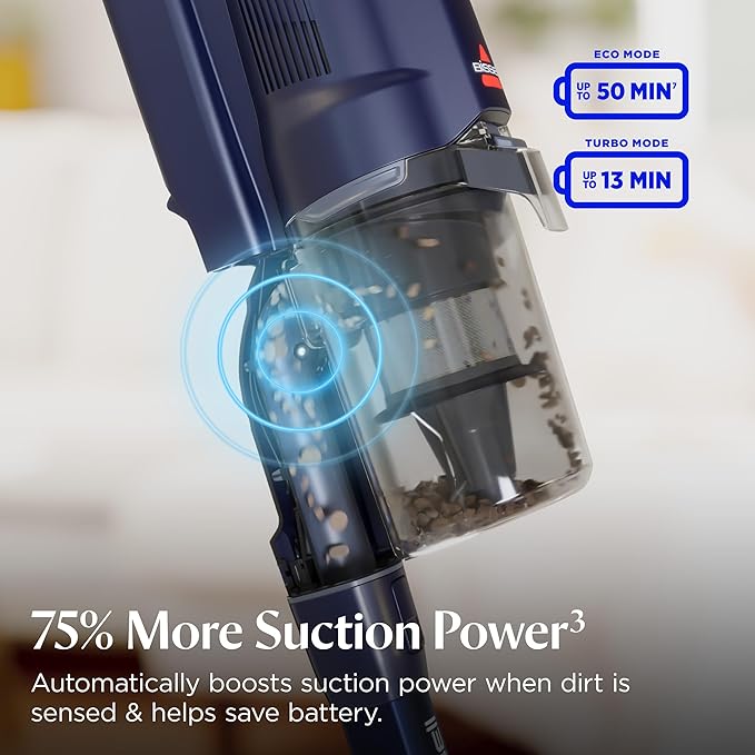 Bissell PowerClean DualBrush 280W Self-Standing Cordless Vacuum DualBrush &amp AutoAdapt Tech Self-Cleaning Brush Roll Strong Suction Removeable Battery Upholstery Tool &amp Bright Headlights