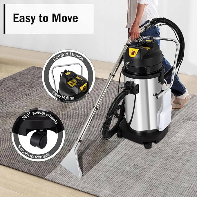 Commercial Carpet Cleaning Machine 1000W 110V 40L/11Gal Professional Commercial 3 in 1 Carpet Spraying Floor Brush Cleaner Extractor Vacuum Washing Machine Portable Carpet Cleaner（Sent in 2 packages）