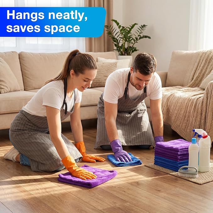 Nuenen 60 Pcs Microfiber Cleaning Cloths for Cars 16 x 16 Inch Ultra Absorbent Car Towels Drying Reusable Cleaning Supplies House Kitchen Window Microfiber Towel (PurpleBlue)
